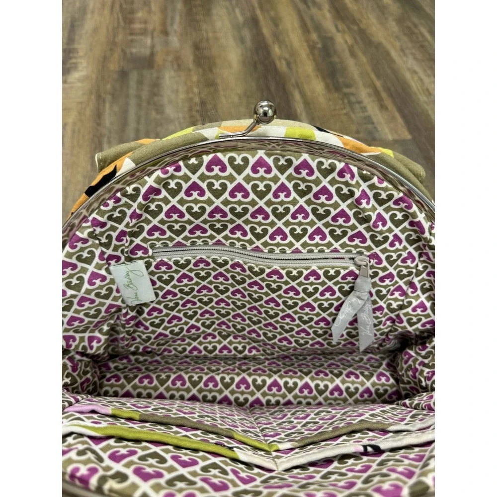 Vera Bradley Quilted Portobello Floral Bag Eloise Kiss Lock Satchel Green Purple